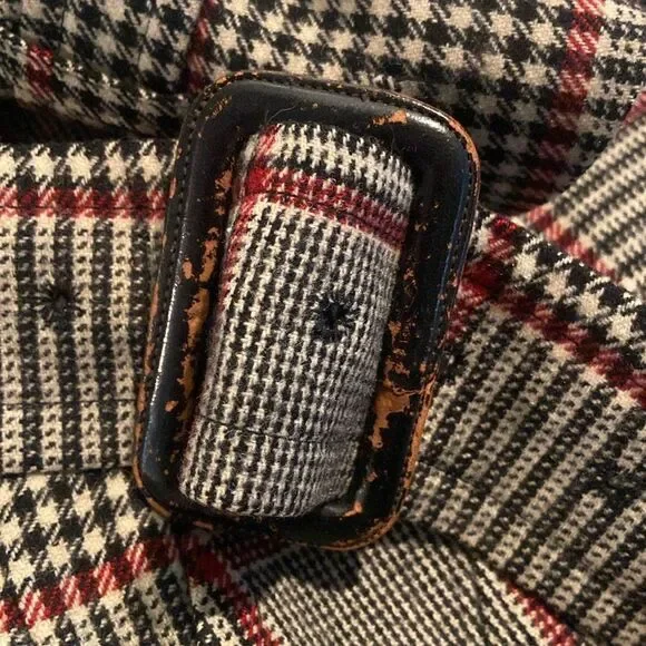 Aquascrutum Vintage Plaid Trench Coat with Belt - Picture 6 of 16